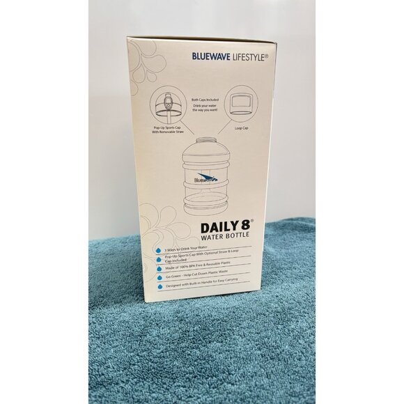 Bluewave Daily 8 Sports Water Bottle Jug w/2 Caps/Straw - Gym Fitness Diet 1.9L - Picture 3 of 16